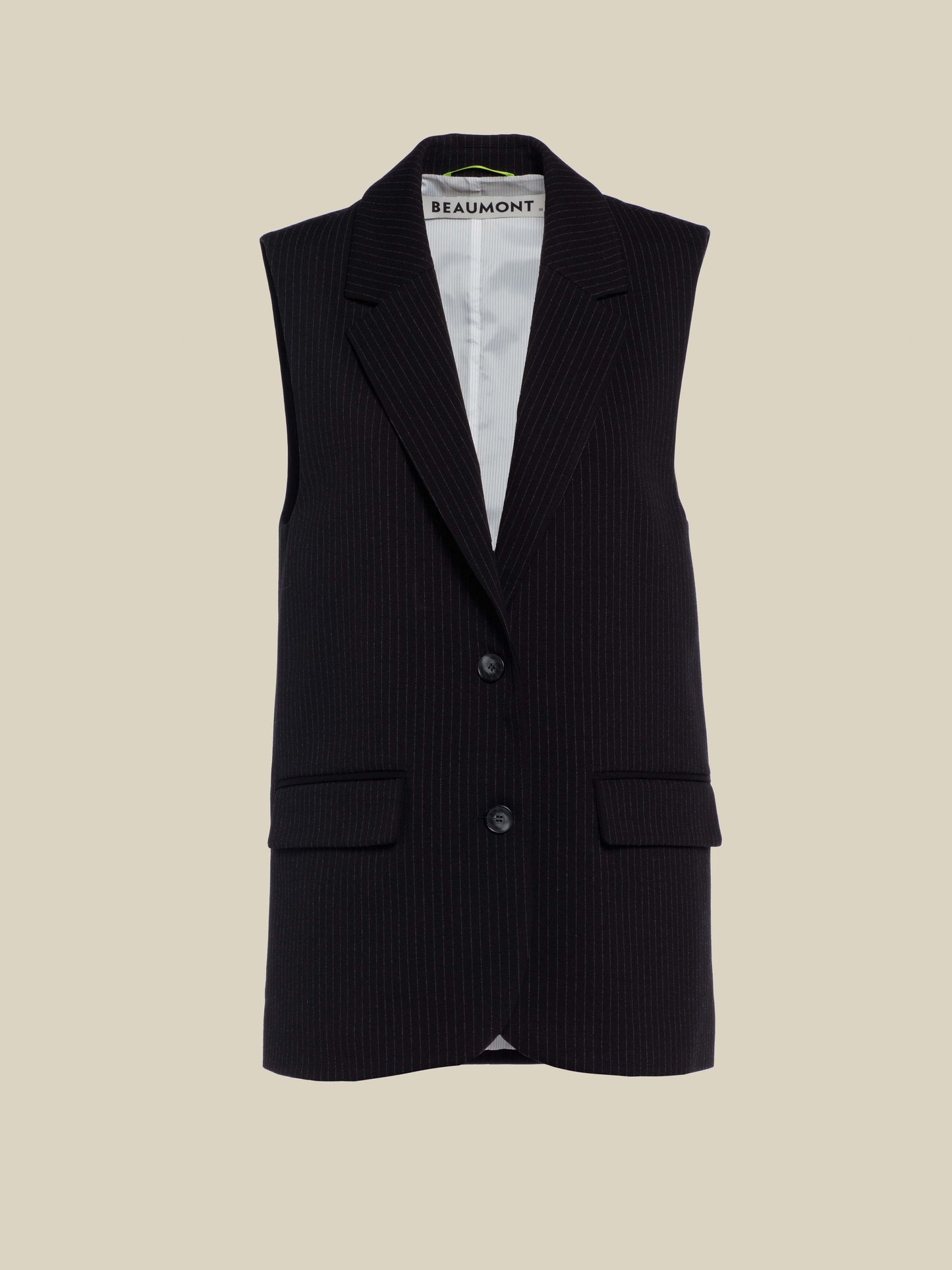 ANNE blazer gilet - PINSTRIPED Black