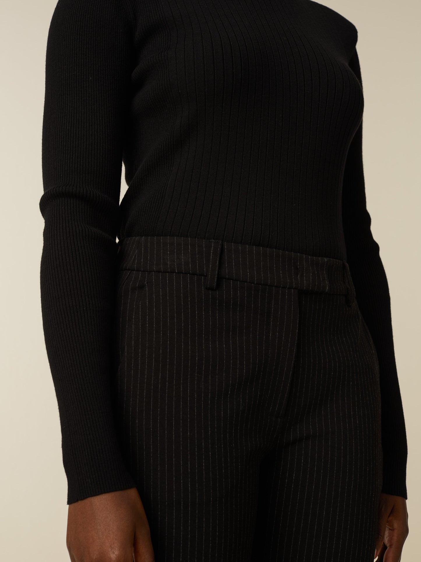 FLYNN pants - PINSTRIPED Black