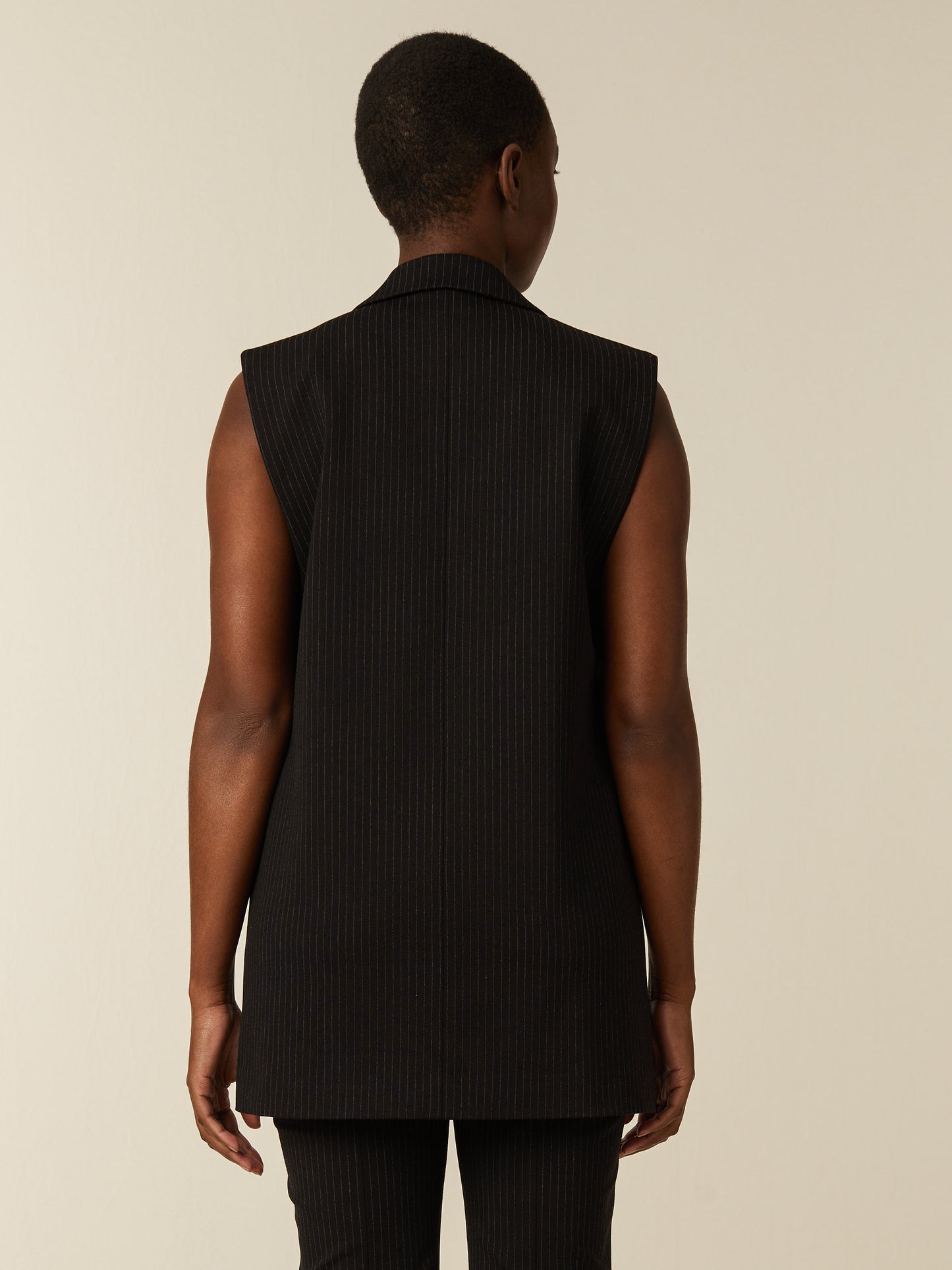 ANNE blazer gilet - PINSTRIPED Black