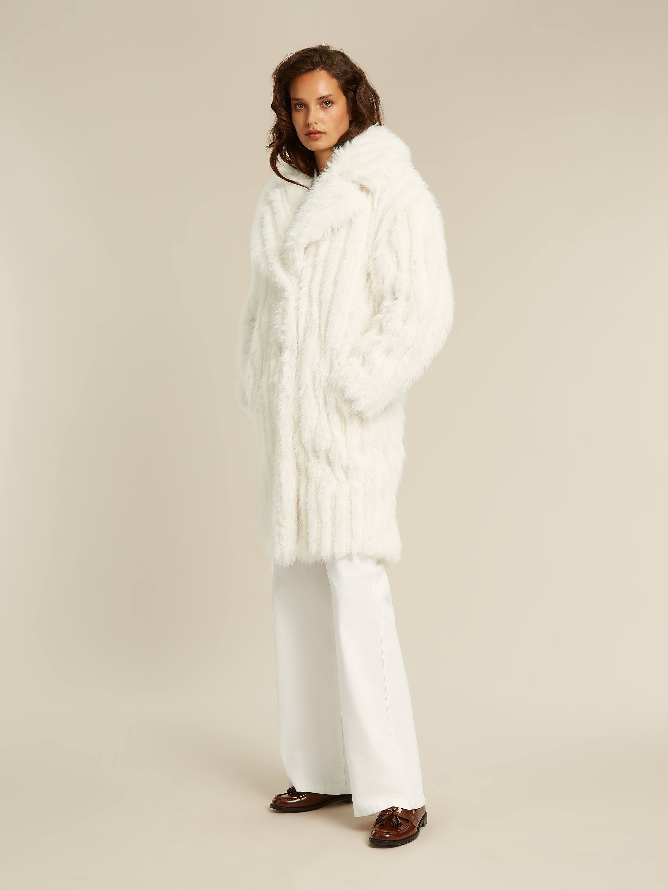 Faux fur coat off white best sale