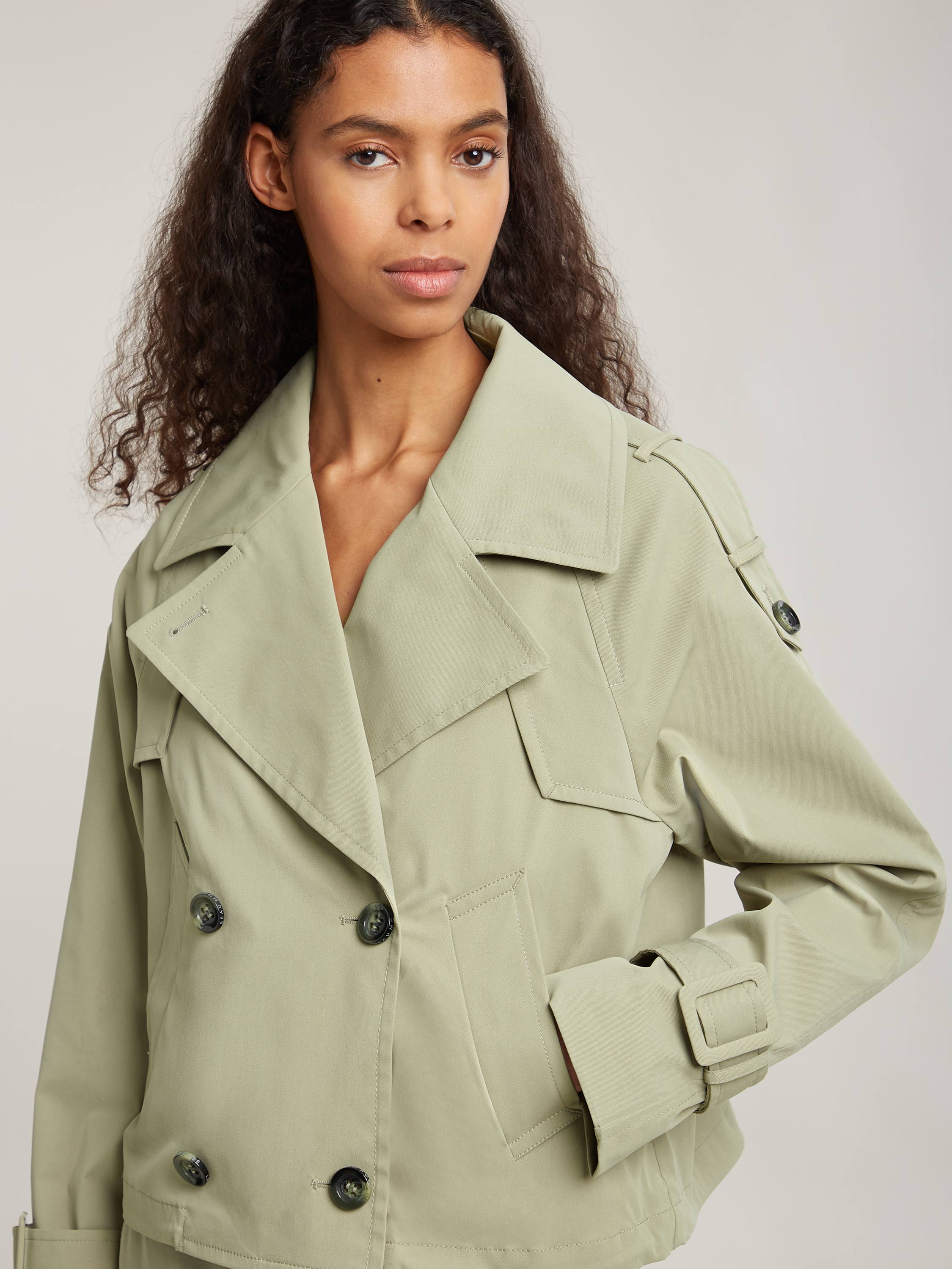 Cropped azure clearance trench coat